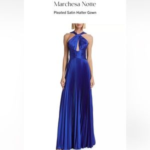 Marchesa Notte Pleated Satin Halter Gown worn 1x perfect condition size 2